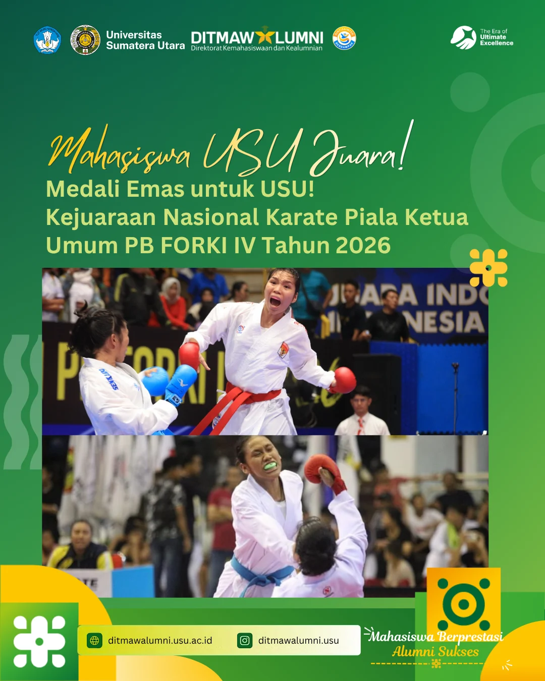 Medali Emas untuk USU! Kejuaraan Nasional Karate Piala Ketua Umum PB FORKI IV Tahun 2026